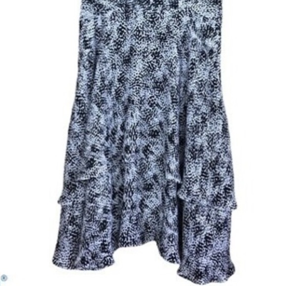 REISS CANYON BLACK & WHITE PRINT DOUBLE LAYERED FRILL DRESS Sz. 2 - Picture 8 of 11